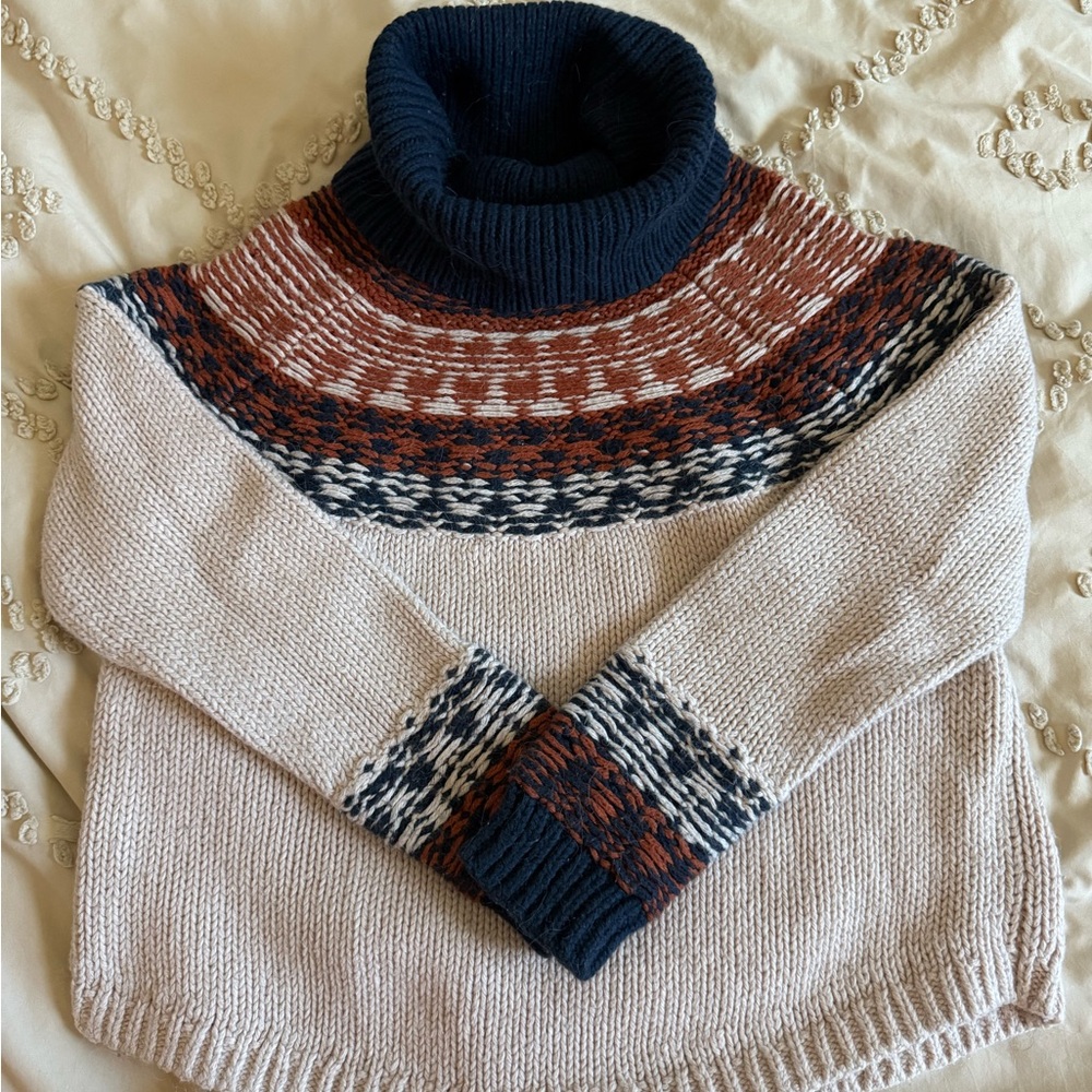 Madewell Multicolor Turtleneck Sweater - Cream, Navy, Rust